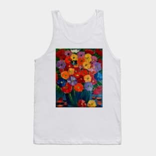 Beautiful  mixed flowers with metallic blue vase Tank Top